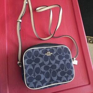 Coach Dark Blue and Cream Crossbody Bag
